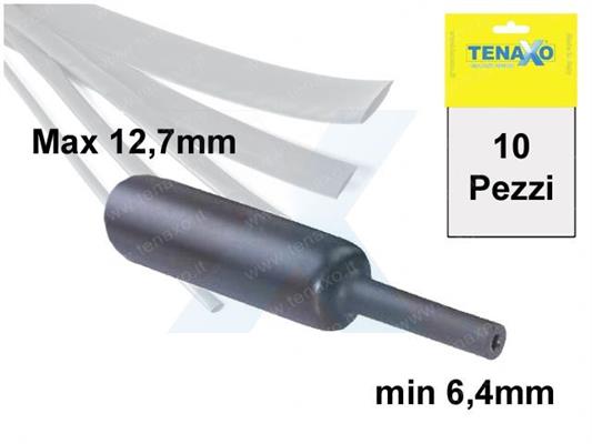 GUAINA TERMORESTRINGENTE Ø Max 12,7 - min. 6,4mm - NERA - 10pz 1mt