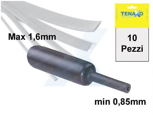 GUAINA TERMORESTRINGENTE Ø Max 1,6 - min. 0,85mm - NERA - 10pz 1mt