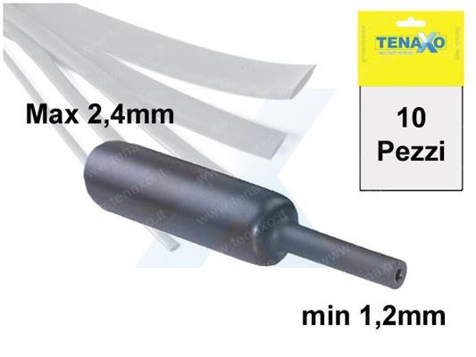 GUAINA TERMORESTRINGENTE Ø Max 2,4 - min. 1,2mm - NERA - 10pz 1mt