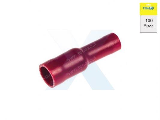 TERMINALE BULLET FEMMINA PASSO 3,86 - PREISOLATO ROSSO - CF 100pz