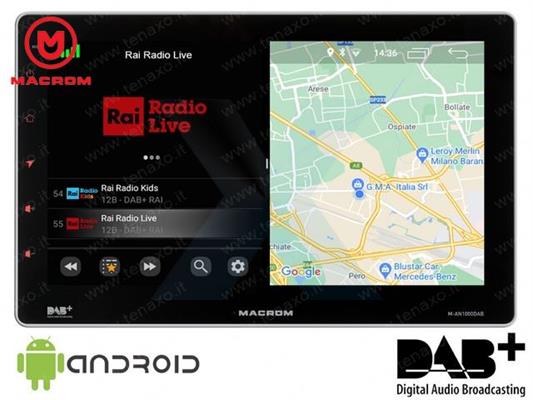 MACROM - MONITOR 2DIN 10 MECHALESS - ANDROID 10.0 - DAB CON ANTENNA