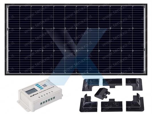 KIT FOTOVOLTAICO MONOCRISTAL 110W, REGOLATORE E SUPPORTI