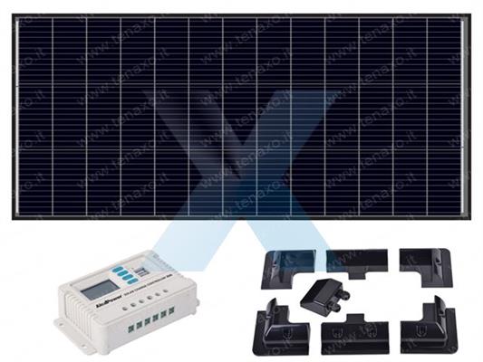 KIT FOTOVOLTAICO MONOCRISTAL 200W, REGOLATORE E SUPPORTI