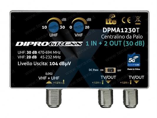 AMPLIFICATORE DA PALO 1 INGRESSO LOG 2 USCITA (V+U) 30dB FILTRO 5G