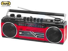 RADIO REGISTRATORE PORTATILE USB SD WIRELESS CASSETTA - ROSSO