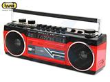 RADIO REGISTRATORE PORTATILE USB SD WIRELESS CASSETTA - ROSSO